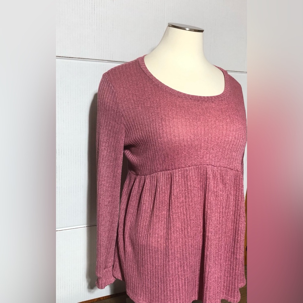 Haptics Holly Harper 3X women's light sweater tunic rib knit balloon sleeve